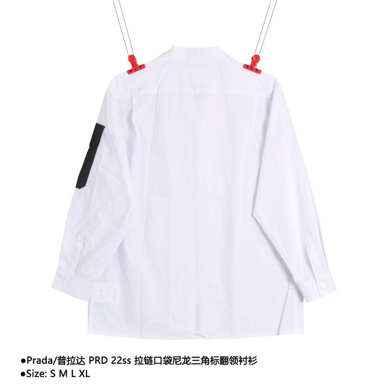 PradaPrada PRD 22ss Zipper Pocket Nylon Triangle Label Collar ShirtSize：S M L XLThe fabric is made of woven 100% combed cotton, which is comfortable and breathable and not easy to pill. The pocket patch is made of Prd's 