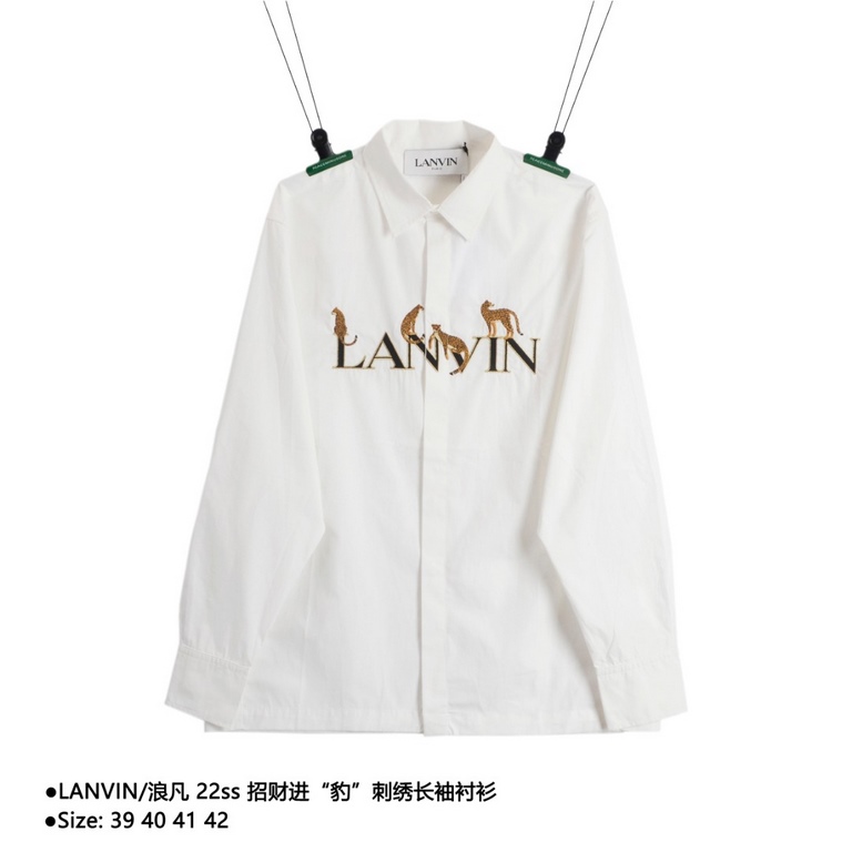 LANVINLangfan 22ss Leopard Embroidered Long Sleeve ShirtSize：39 40 41 42The use of 100% cotton shirt fabric, OS version of the cut on the upper body more relaxed and comfortable, embroidery by the latest models of Tajima