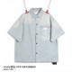 PradaPrada 22FW Washed Denim Short Sleeve ShirtSize：S M LThis year's latest washed craft models purchased in April, adjusting the color tone version of the process cost nearly 10,000 pieces, the fabric used is 7 × 7 Sail