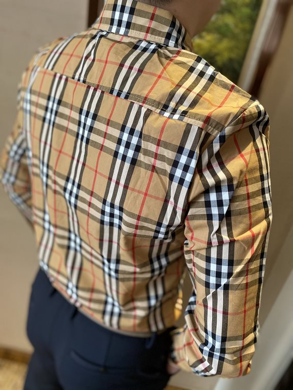 (High-end quality) Burberry 2022 counter the latest explosion of striped shirt shipment Paris counter synchronization on sale! Selected Italy    imported customized cotton shirt fabric with the latest plaid design, the c