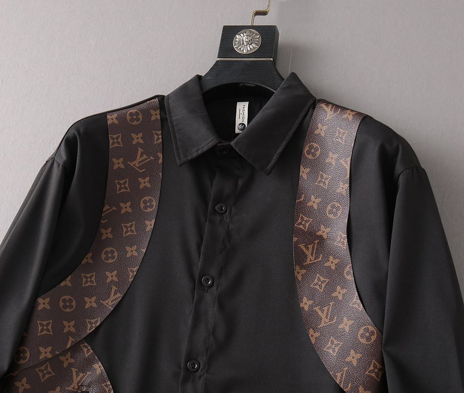 LV Louis Vuitton 2023ss new men's long sleeve shirt, high quality ready-to-wear! Customized fabrics Breathable and comfortable, impeccable details, brand elements design concepts, reflecting high quality. The handfeel is