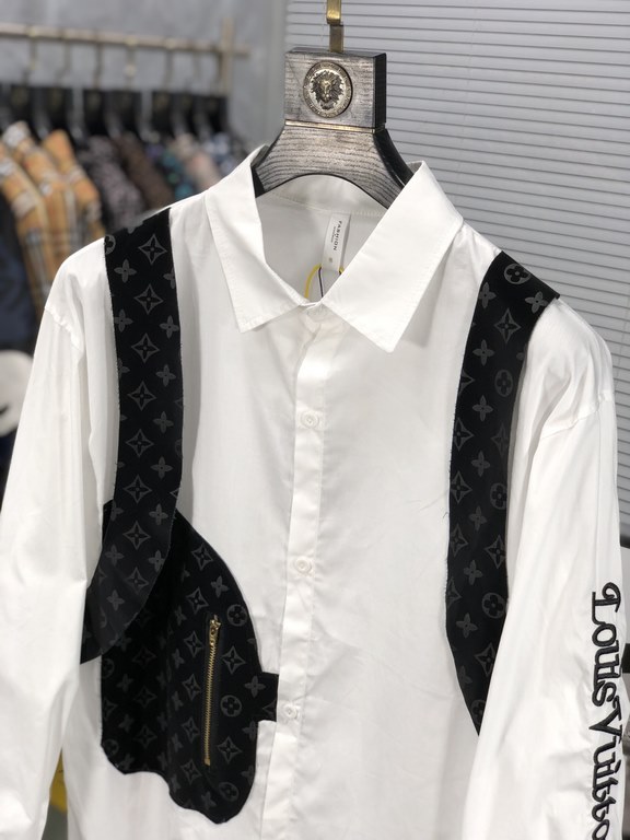 LV 2023ss new men's long sleeve shirt, high quality ready-to-wear! Customized fabrics Breathable and comfortable, impeccable details, brand elements design concepts, reflecting high quality. Hand feel delicate and soft! 