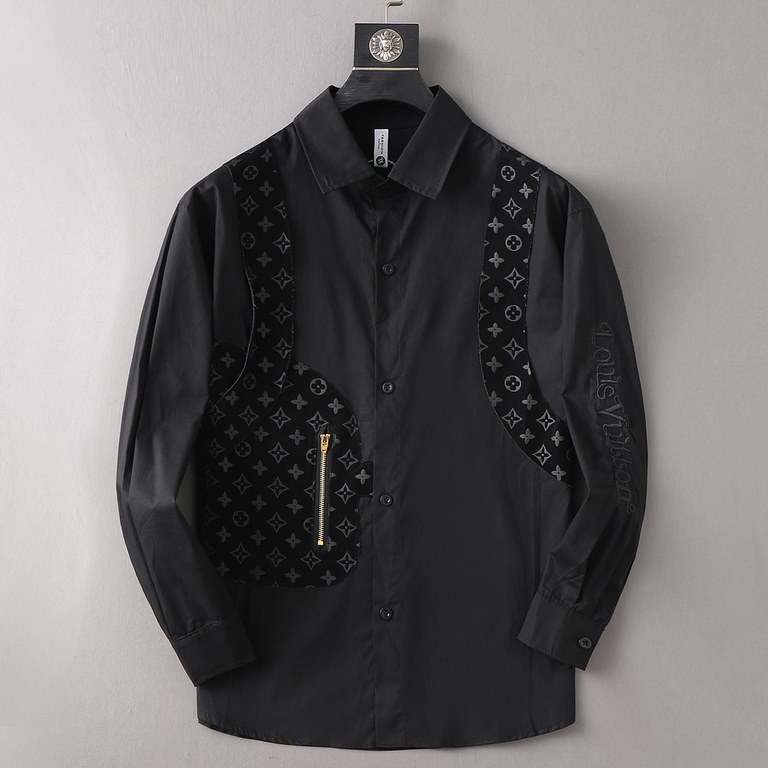 LV Louis Vuitton 2023ss new men's long sleeve shirt, high quality ready-to-wear! Customized fabrics Breathable and comfortable, impeccable details, brand elements design concepts, reflecting high quality. The handfeel is