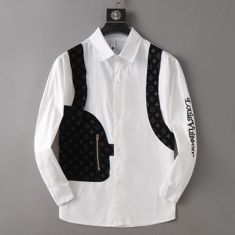 LV Louis Vuitton 2023ss new men's long sleeve shirt, high quality ready-to-wear! Customized fabrics Breathable and comfortable, impeccable details, brand elements design concepts, reflecting high quality. The handfeel is