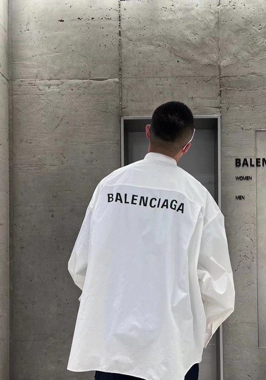 BALENCIAGAParisian Family 23ss Back English Letter Long Sleeve Shirt, Upshot Collection