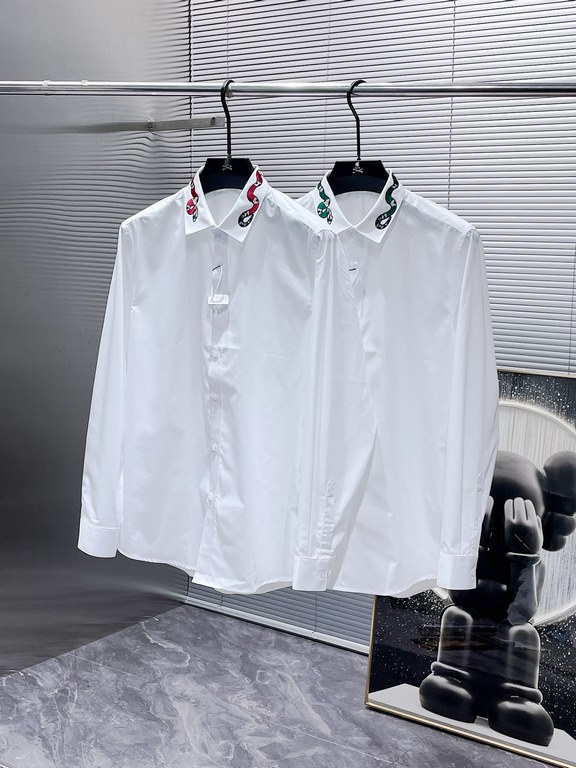 Gucci Gucci 2023ss Early Fall New Long Sleeve Shirt Shirt, high-end version! Counter customized fabrics Breathable comfort, impeccable details, brand elements design concept, reflecting high quality. Hand feel delicate a