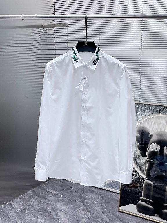 Gucci Gucci 2023ss Early Fall New Long Sleeve Shirt Shirt, high-end version! Counter customized fabrics Breathable comfort, impeccable details, brand elements design concept, reflecting high quality. Hand feel delicate a