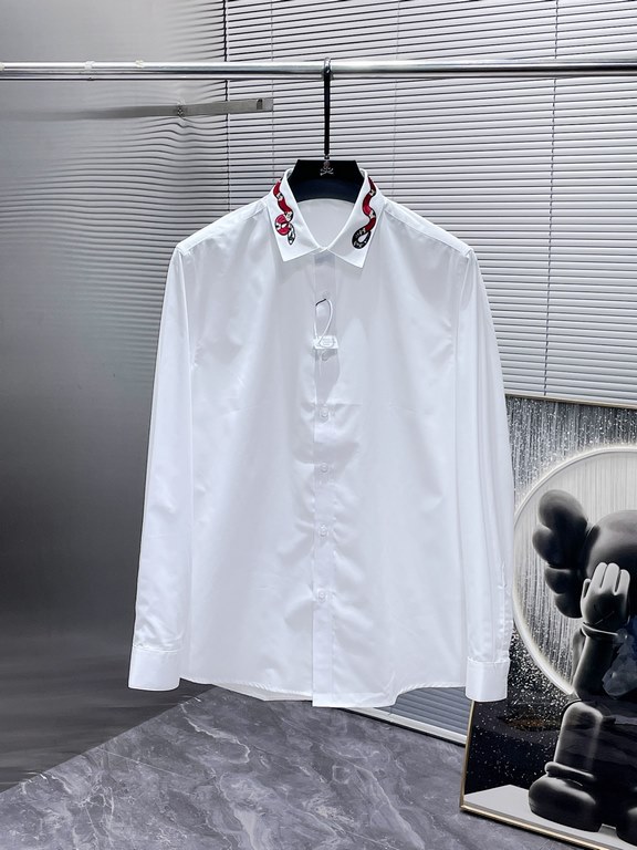 Gucci Gucci 2023ss Early Fall New Long Sleeve Shirt Shirt, high-end version! Counter customized fabrics Breathable comfort, impeccable details, brand elements design concept, reflecting high quality. Hand feel delicate a