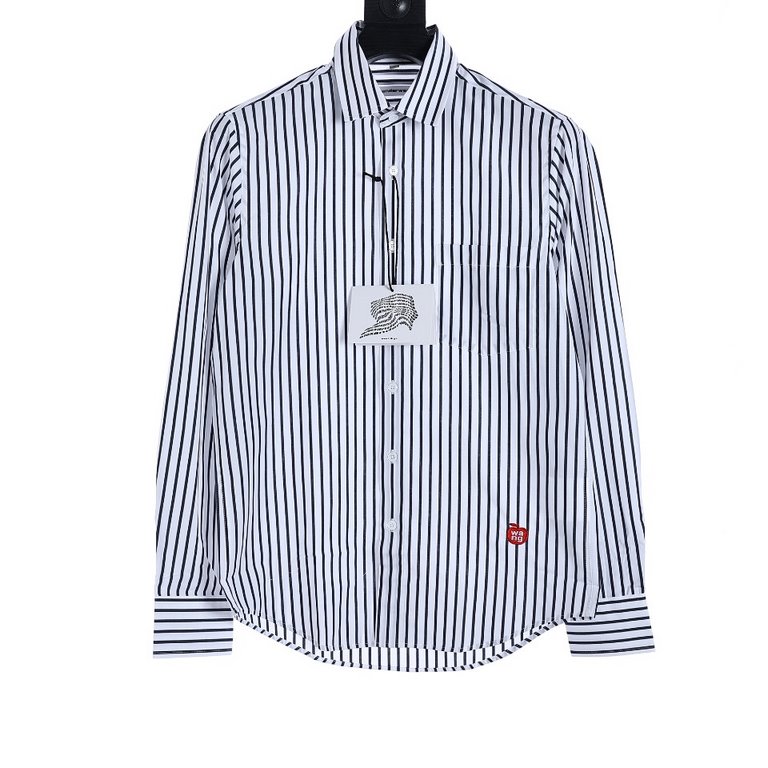 Alexander Wang Alexander Wang embroidered small label striped long-sleeved shirtThe original version of the purchase of Hangzhou counter yuan, due to customized fabrics and N times to adjust the chest leather pockets, re