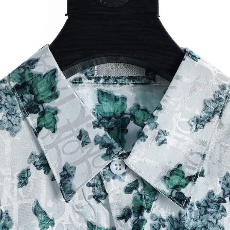 Dior  Dior 23ss jacquard digital flowers and vines long-sleeved shirt  official online version of the star with the same models, summer wear cool ice silk breathable, loose version, men and women with the same modelsYard