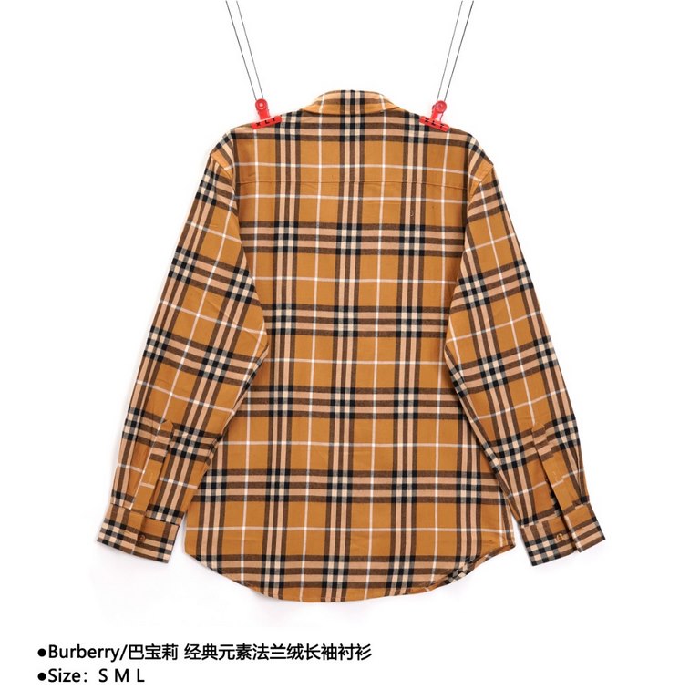 BurberryBurberry Classic Element Flannel Long Sleeve ShirtSize：S M LBBR brand's most representative of the classic striped shirt, the fabric is made of soft facecloth fabric, plaid counterpoint, yarn fixed weaving and dy