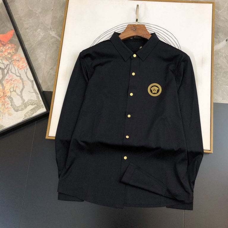 VER23S New Full quality men's long sleeve shirt!!!! Company goods, chest Medusa head embroidery perfect detail ............ Wear alone or underneath is superb!!!! Narrow collar is more of men's specific style! The shirt 