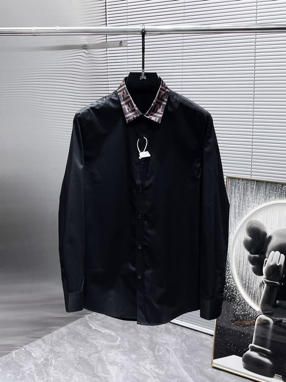 Fendi Fendi 2023ss Early Fall New Long Sleeve Shirt Shirt, High-end version! Counter customized fabrics Breathable comfort, impeccable details, brand elements design concepts, reflecting high quality. Hand feel delicate 