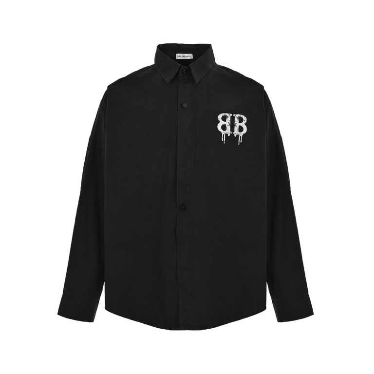 BalenciagaBalenciaga Double B Shirt with Big LettersThe fabric is made of 40s poplin cotton plain fabric The fabric is made of liquid ammonia anti-wrinkle shaping treatment The finished fabric is lightly fermented and wa