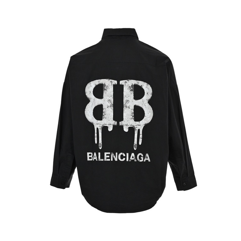 BalenciagaBalenciaga Double B Shirt with Big LettersThe fabric is made of 40s poplin cotton plain fabric The fabric is made of liquid ammonia anti-wrinkle shaping treatment The finished fabric is lightly fermented and wa