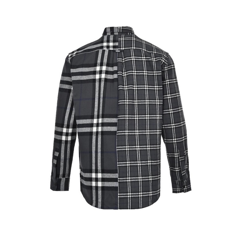 BurberryBurberry Classic Plaid Spliced Flannel ShirtUnbeatable a good sale, customized wool cotton spandex 380g fabric, internal wrapped edge alignment, placket, pockets, shoulders, all the right cut, spend a lot of ener