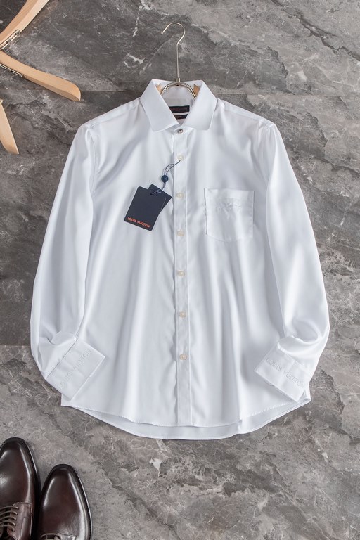 New#LOUDEN LOUSVUITT High-quality collector-grade imported high weave cotton men's long-sleeved shirts! 23FW fall and winter new high-quality luxury goods people first collector-grade long-sleeved shirts, trading company