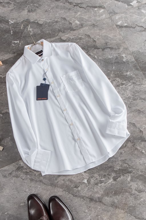 New#LOUDEN LOUSVUITT High-quality collector-grade imported high weave cotton men's long-sleeved shirts! 23FW fall and winter new high-quality luxury goods people first collector-grade long-sleeved shirts, trading company