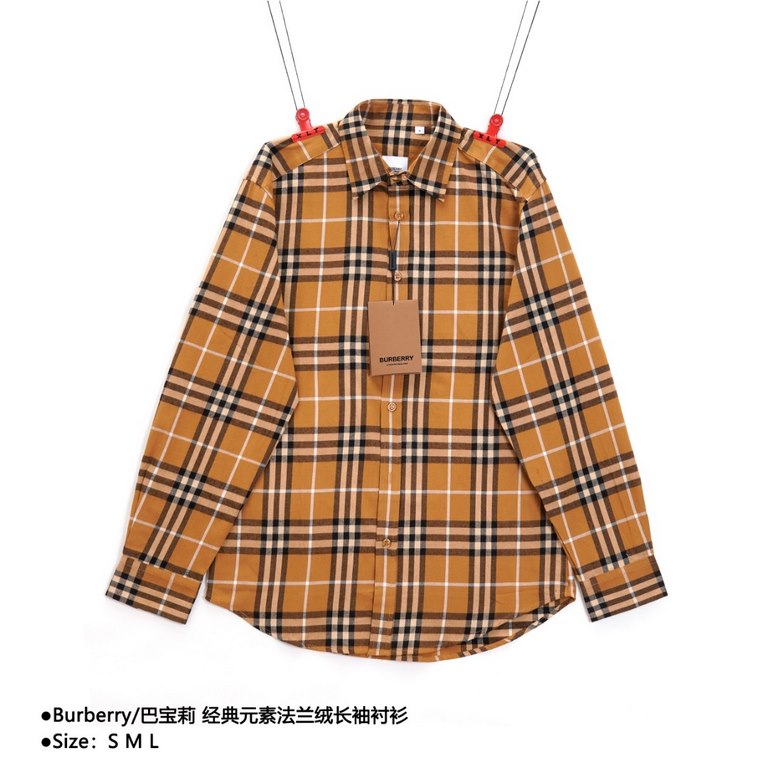 BurberryBurberry Classic Element Flannel Long Sleeve ShirtSize：S M LBBR brand's most representative of the classic striped shirt, the fabric is made of soft facecloth fabric, plaid counterpoint, yarn fixed weaving and dy