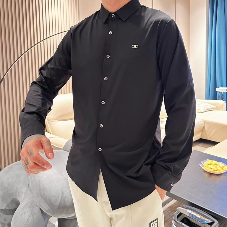 Ferragamo high-end quality! Original three standard! 2023 early fall newest products, counter synchronization is available, original single hard goods, fashion casual long-sleeved shirt, comfortable on the body! Eye-catc