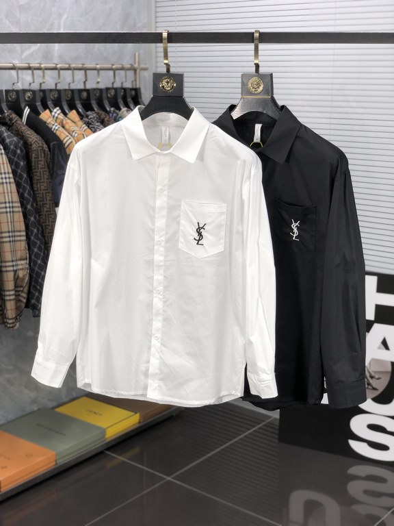 Saint Laurent 2023ss new men's long sleeve shirt, high quality ready-to-wear! Customized fabric Breathable and comfortable, impeccable details, brand elements design concept, reflecting high quality. The handfeel is deli