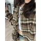 #Chrome HeartsCrowheart Flannel Plaid Shirt Top