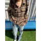 #Chrome HeartsCrowheart Flannel Plaid Shirt Top