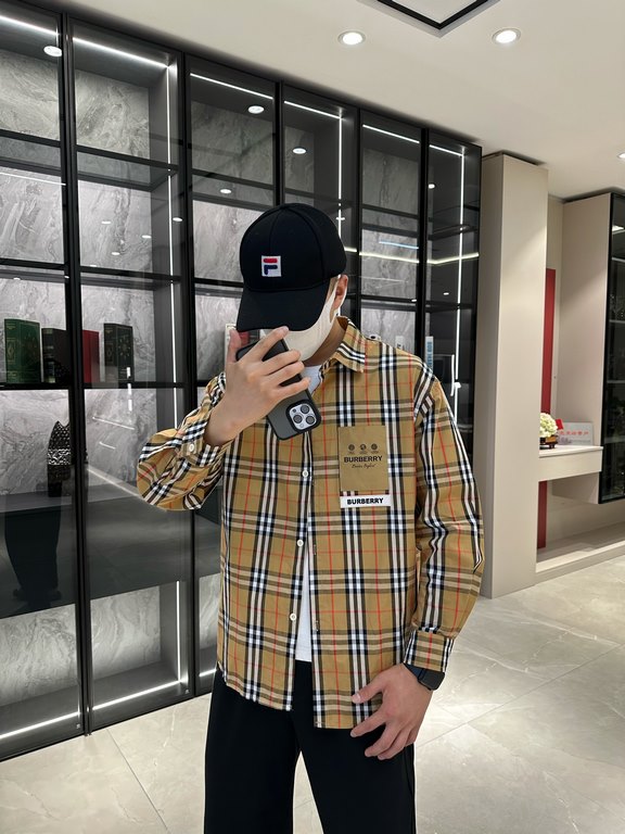 (High-end quality) Burberry 2022 counter the latest explosion of striped shirt shipment Paris counter synchronization on sale! Selected Italy    imported customized cotton shirt fabric with the latest plaid design, the c