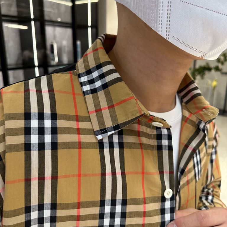 (High-end quality) Burberry 2022 counter the latest explosion of striped shirt shipment Paris counter synchronization on sale! Selected Italy    imported customized cotton shirt fabric with the latest plaid design, the c