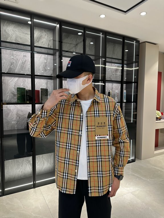 (High-end quality) Burberry 2022 counter the latest explosion of striped shirt shipment Paris counter synchronization on sale! Selected Italy    imported customized cotton shirt fabric with the latest plaid design, the c