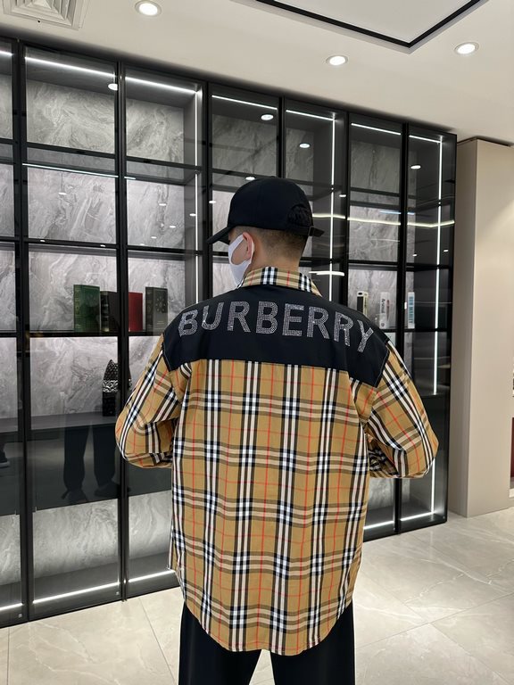 (High-end quality) Burberry 2022 counter the latest explosion of striped shirt shipment Paris counter synchronization on sale! Selected Italy    imported customized cotton shirt fabric with the latest plaid design, the c