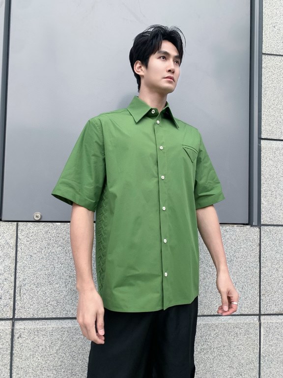 #BOTTEGA VENETABV 23ss Side Woven Short Sleeve Shirt Top