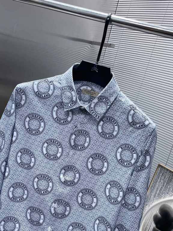 Burberry Burberry 2023ss new long-sleeve shirt shirt, high-end version! Counter customized fabrics Breathable and comfortable, impeccable details, brand elements design concepts, reflecting high quality. Hand feel delica