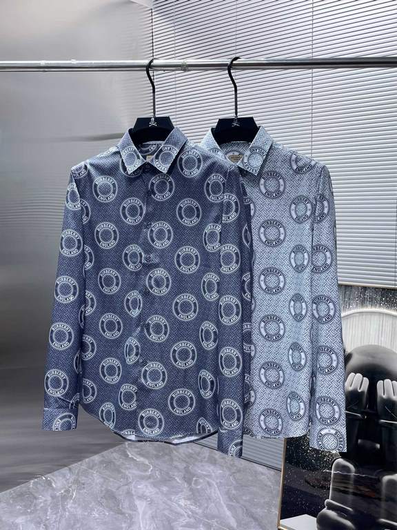 Burberry Burberry 2023ss new long-sleeve shirt shirt, high-end version! Counter customized fabrics Breathable and comfortable, impeccable details, brand elements design concepts, reflecting high quality. Hand feel delica