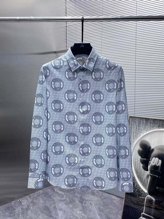 Burberry Burberry 2023ss new long-sleeve shirt shirt, high-end version! Counter customized fabrics Breathable and comfortable, impeccable details, brand elements design concepts, reflecting high quality. Hand feel delica