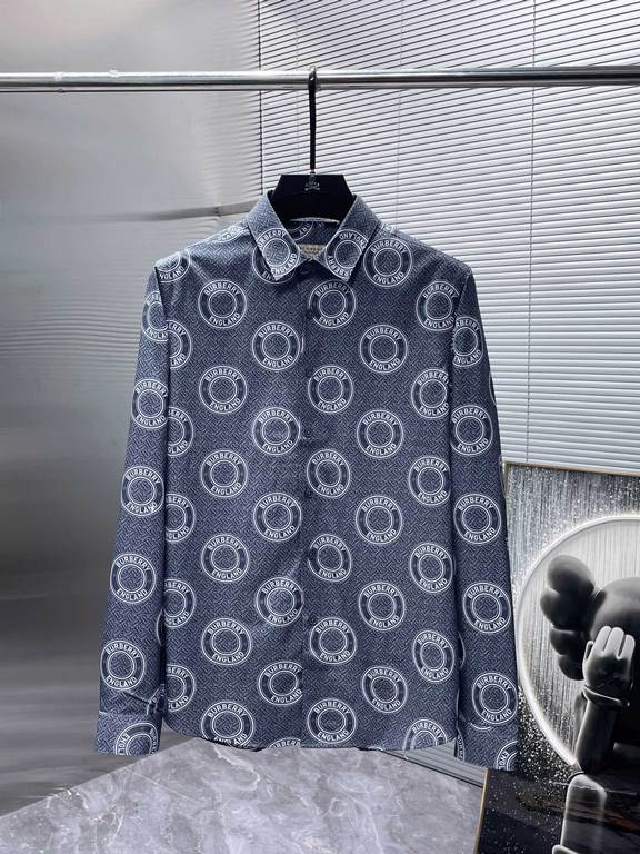 Burberry Burberry 2023ss new long-sleeve shirt shirt, high-end version! Counter customized fabrics Breathable and comfortable, impeccable details, brand elements design concepts, reflecting high quality. Hand feel delica