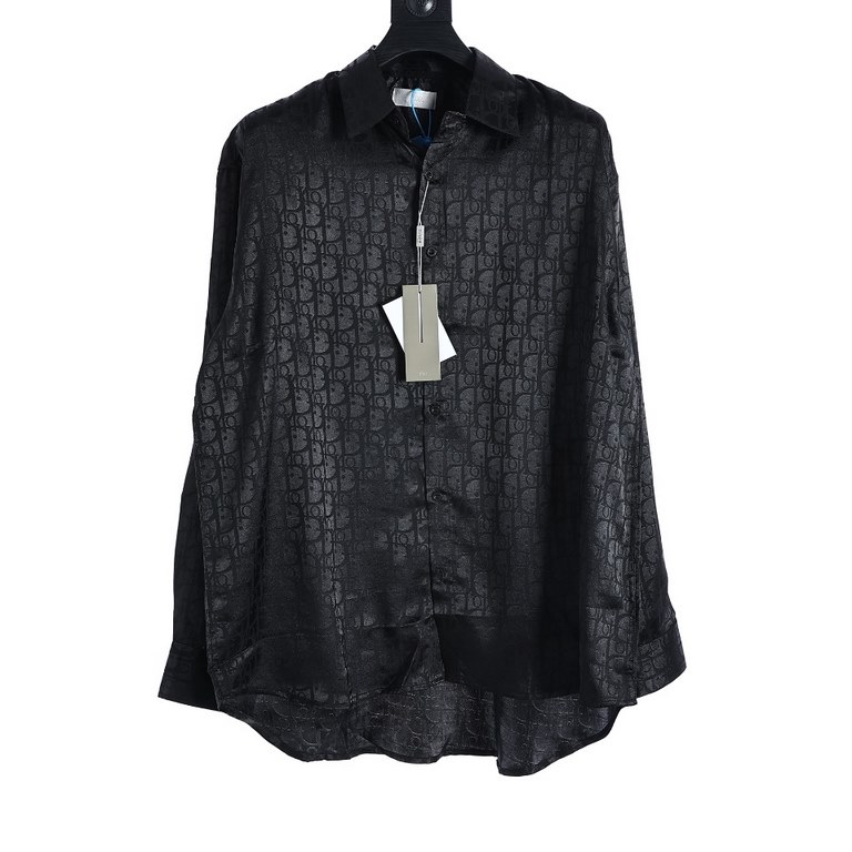 DIOR  Dior CD 23SS silk hollow jacquard old flower long-sleeved shirt.Wear on the body smooth and soft drape, silk breathable can be used as a small jacket, openwork jacquard, men and women with the same modelsColor blac