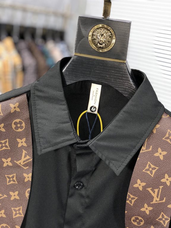 LV 2023ss new men's long sleeve shirt, high quality ready-to-wear! Customized fabrics Breathable and comfortable, impeccable details, brand elements design concepts, reflecting high quality. Hand feel delicate and soft! 