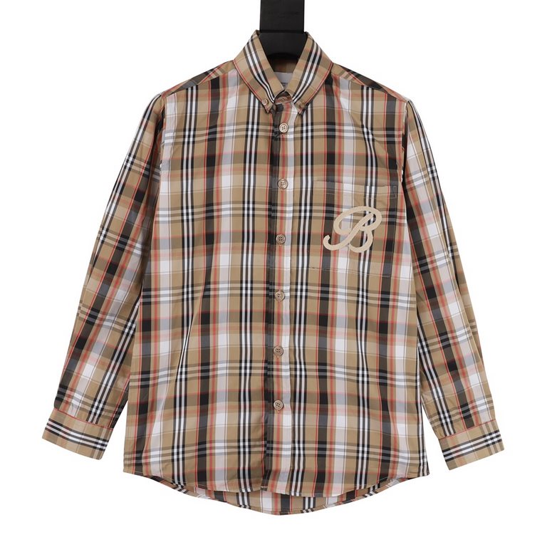 BurberryBurberry New Pocket Embroidery Stripe Long Sleeve ShirtBBR brand's most representative striped elements shirt, counter sales first models. The fabric is made of double stranded 80 woven twill fabric, checkered co