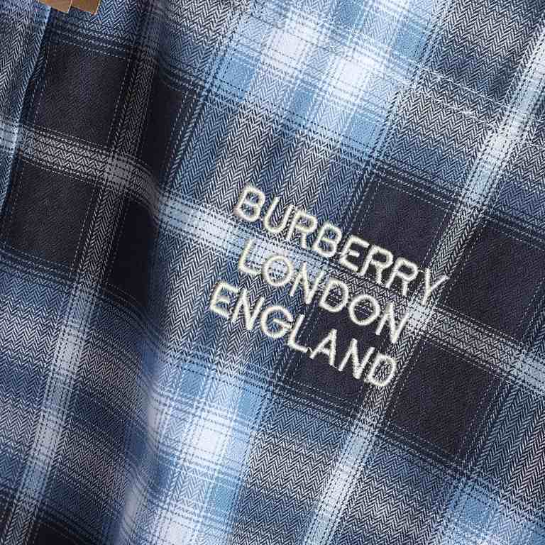 BurberryBurberry Check Embroidered Letter Long Sleeve ShirtBBR brand most representative of the classic striped shirt, counter best-seller. The fabric is made of double stranded 80 woven twill fabric, checkered counterpo