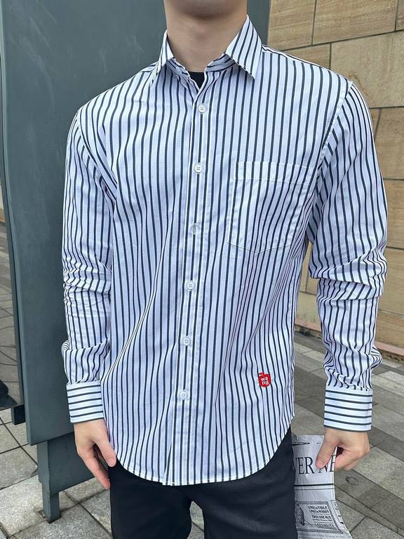 #AlexanderWang Alexander Wang Embroidered Small Label Striped Long Sleeve Shirt on