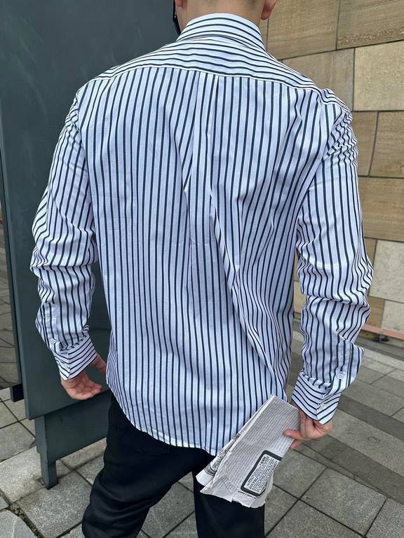 #AlexanderWang Alexander Wang Embroidered Small Label Striped Long Sleeve Shirt on