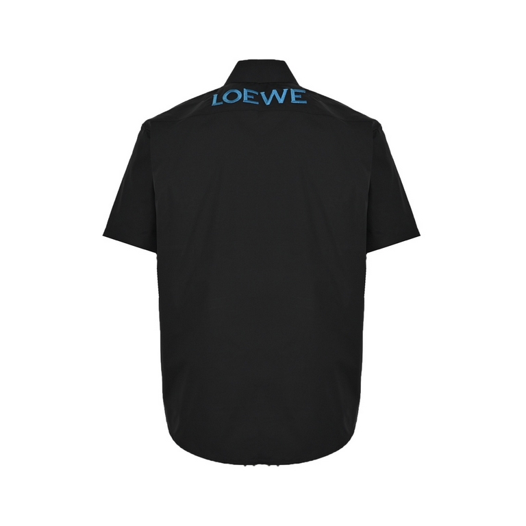 LoeweLoewe 23ss Co-branded Pocket Flame Embroidered Short Sleeve ShirtAdopting Casifa three-dimensional embroidery imported from South Korea 00 cotton, fabric features soft and comfortable silk luster, several times wash