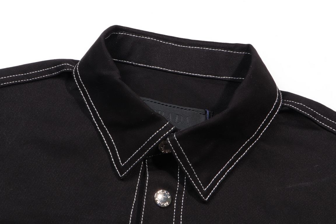 PradaPrada Men's Metal Triangle Logo Embellished Stretch Cotton Shirt JacketSuper chic in the newest colors of this springsummer's wash... with an exclusive custom molded back label... very age appropriate!It can be worn