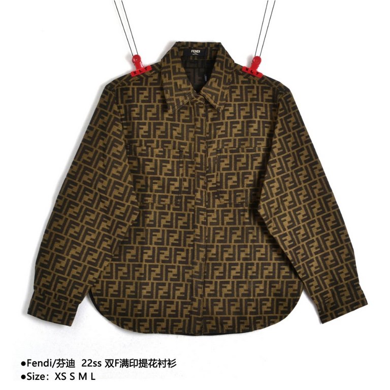 FendiFendi 22ss double F full print jacquard shirtSize：XS S M LThe original molded 80ss high density fabric with a silky texture, perfectly reproducing the zp feel.The fabric is made of brown customized full jacquard FF 