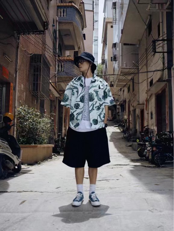 #Jacquemus 20ss Artichoke Flower Print Short Sleeve Shirt Top