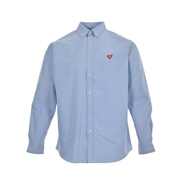 Human Made Heart Embroidered Oxford Long Sleeve ShirtThis shirt features a heart embroidered on the chest in bold red thread and the slogan Gears For Futuristic Teenagers embroidered in the same color directly below. Tai