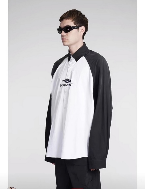 Balenciaga Balenciaga BLCG 23SS Panda Patchwork Black And White Embroidered Monogram Long Sleeve Shirt, Top Collection