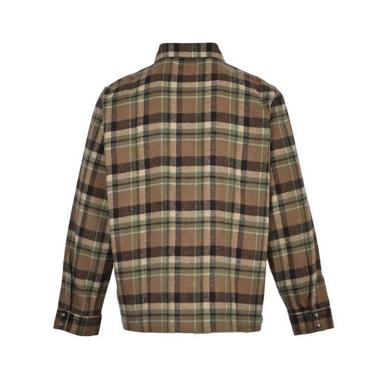 Chrome HeartsCrocker Heart Flannel Plaid ShirtCustom dyed yarn is made of 11 count double stranded 240g(washed 260g) cotton blend facecloth, brushed on the front, laser infrared positioning, handmade tailoring, all-aroun