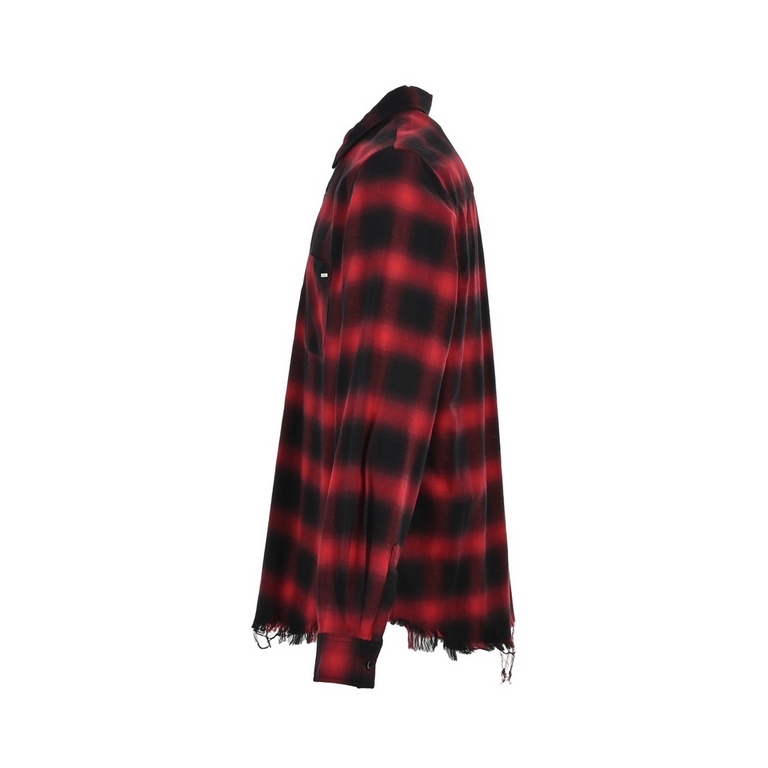 Amiri 23Fw Tassel Destroyed Plaid ShirtPurchased by yb7800 Made of double-sided brushed fabric Open molded logo resin buttons Pockets customized open molded metal nameplate Hem pulling design The whole garment is cut wit